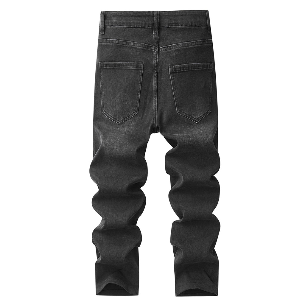 Denim Jacket & Jeans High-Street Trend Retro Casual Matching Distressed Denim Trucker Jacket and Slim-Fit Pants Outfit (jacket and jeans must be purchased separately.)