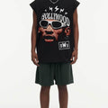 BIG FACE Drop-Shoulder Tank Top High-street vintage style featuring a small neckline, white-ink digital direct-to-garment (DTG) printing, and a heavy-duty, distressed wash finish; crafted from 260g double-yarn plain-knit fabric.