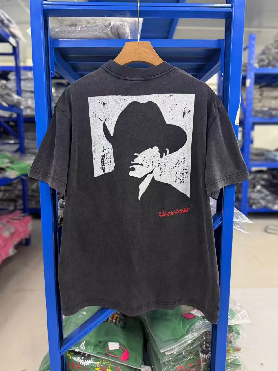 Vintage style washed summer wear T shirt Portrait 260G pure cotton high-quality streetwear