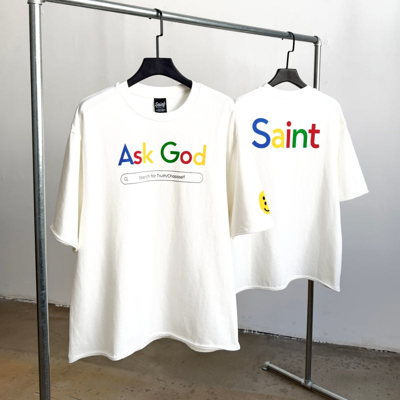 Unisex Vintage T Shirts Saint x CPFM x Choooself three-way collaboration: Be Your Own Saint limited edition. Features authentic-spec, heavy-duty 320g fabric (retaining its weight after washing) and vintage-style single-stitch construction with hem-