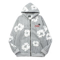 Denim Tears Hoodie Fleece Pinstripe Pattern Cotton Wreath Graphic Oversized