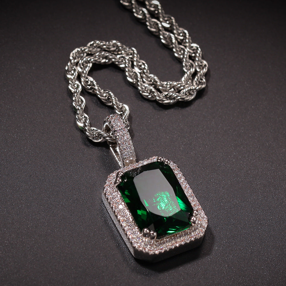 Jewelry Colored Square Solid Vintage Pendant Necklace with Diamonds ins Royalty Jesus Pieces Spectrum