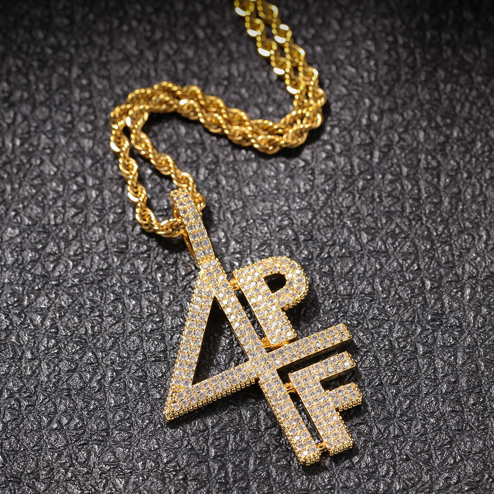 Jewelry 4PF Numeral Alphabet Copper Zircon Pendant Hip-hop Number Pieces Alphabet Pieces Spectrum rapper