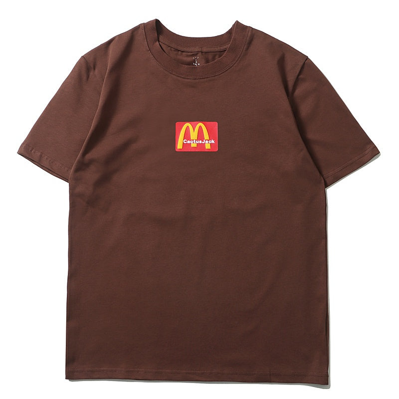 Mens T-shirt Vintage American-style Travis Scott x McDonald's Sesame Collaboration