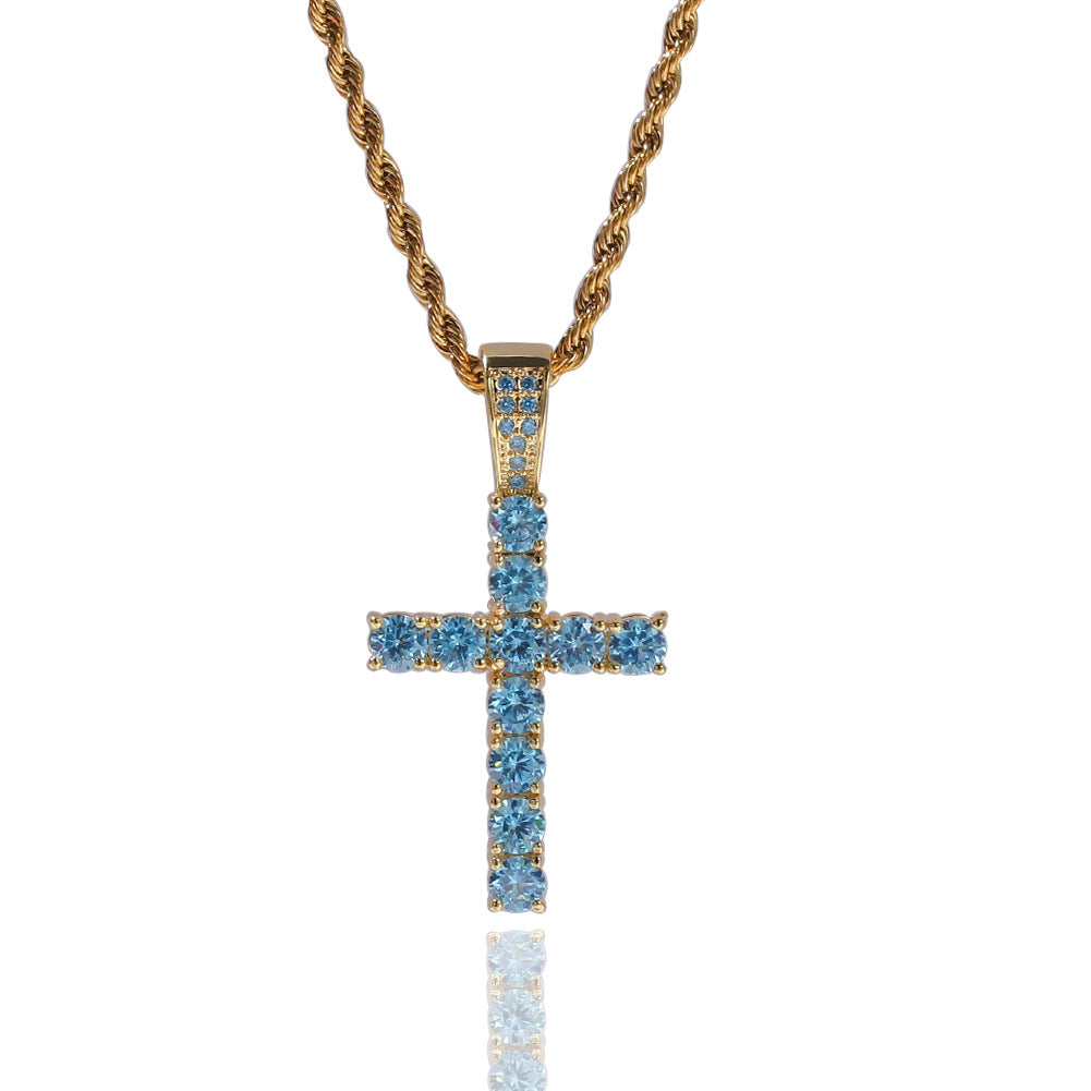 Jewelry Cross Pendant Necklace Copper Set Zircon Crosses Royalty Spectrum