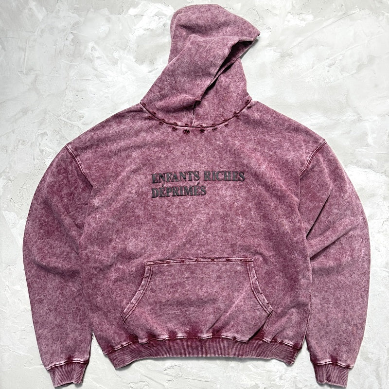 Unisex Vintage Hoodie  Hand-distressed craftsmanship; Asute enzyme-wash finish for a natural, faded look.