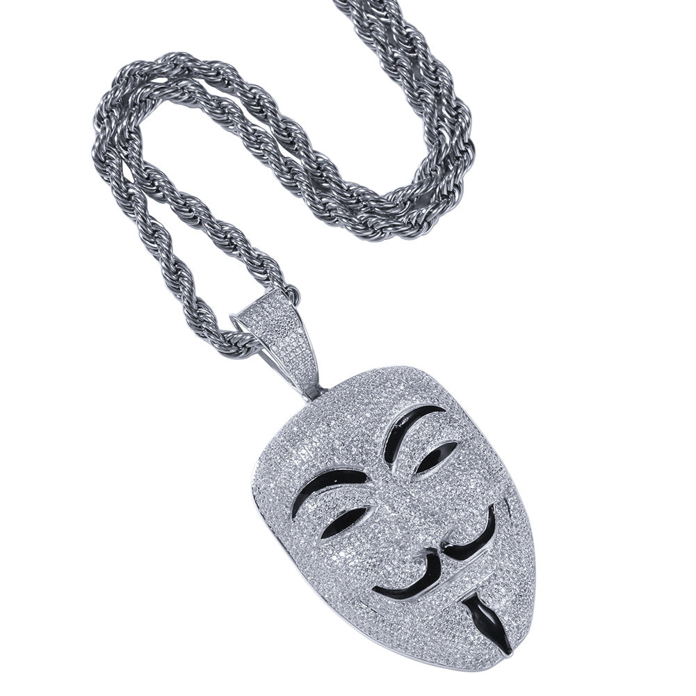 Jewelry Copper Inlaid AAA Zircon Smiley Mask Pendant Hip Hop Jesus Pieces Spectrum