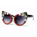 Trendy punk glasses diamond-encrusted uv protection