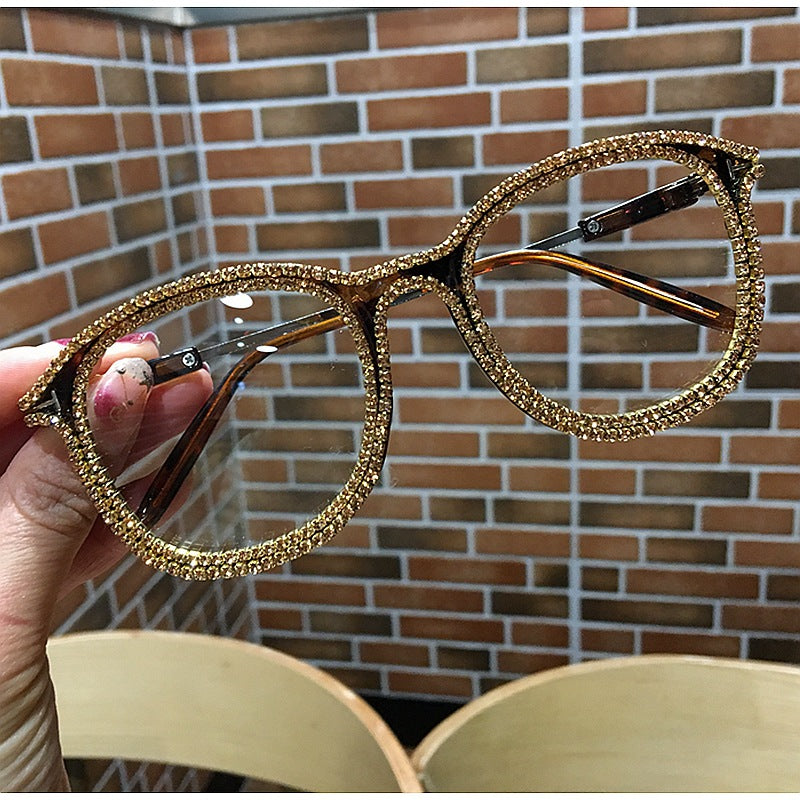Trendy punk glasses diamond square retro