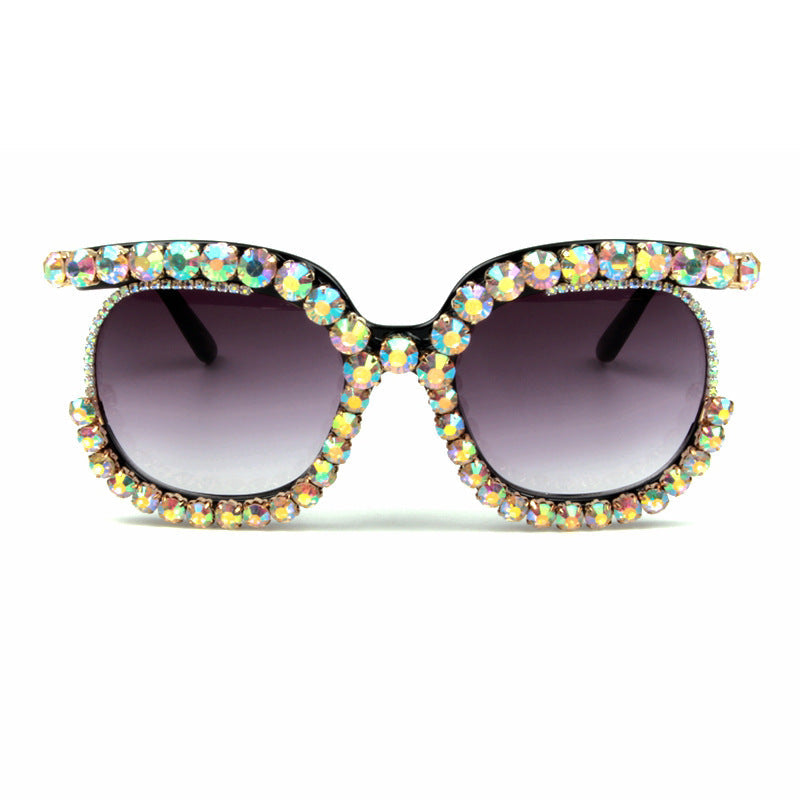 Trendy punk glasses diamond sunglasses