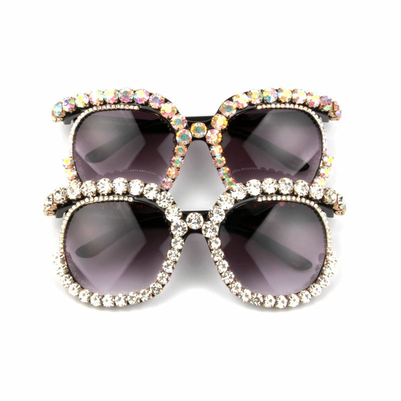 Trendy punk glasses diamond sunglasses