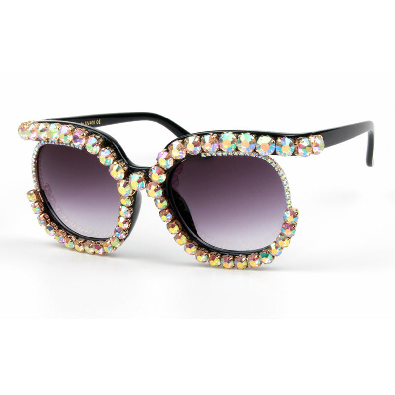 Trendy punk glasses diamond sunglasses