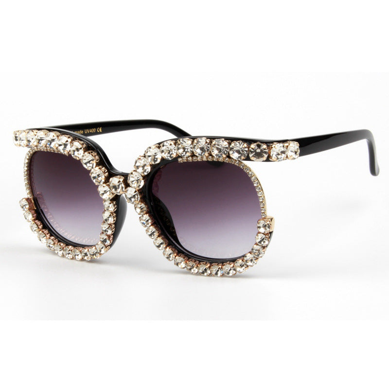 Trendy punk glasses diamond sunglasses