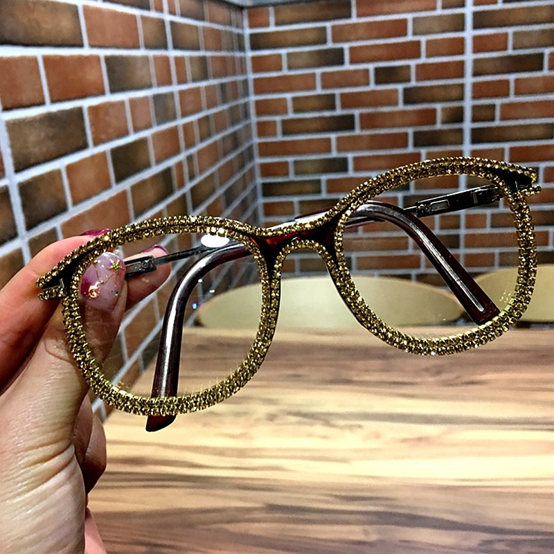 Trendy punk glasses diamond square retro