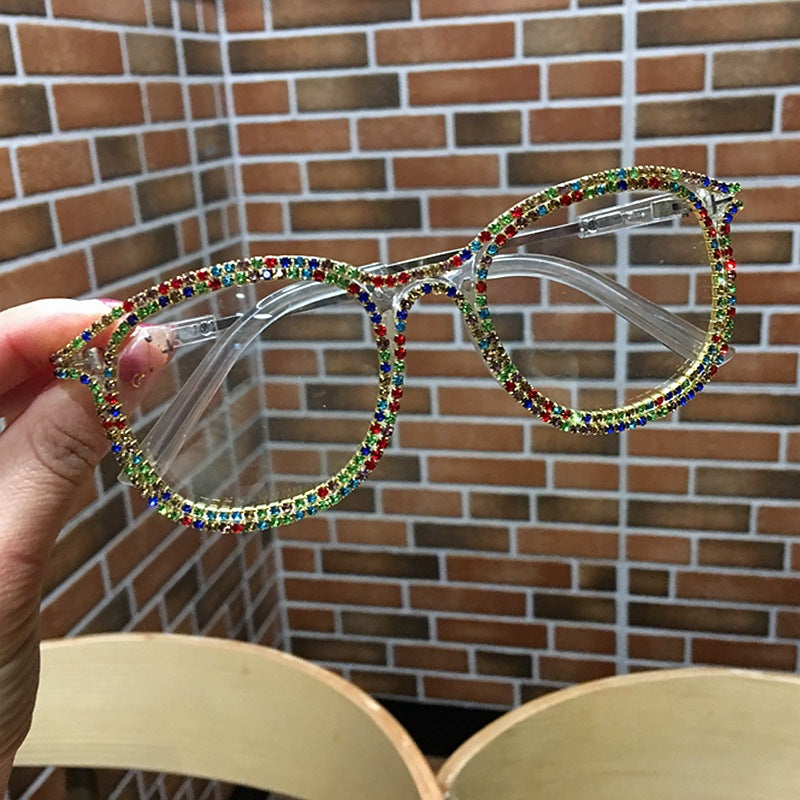 Trendy punk glasses diamond square retro