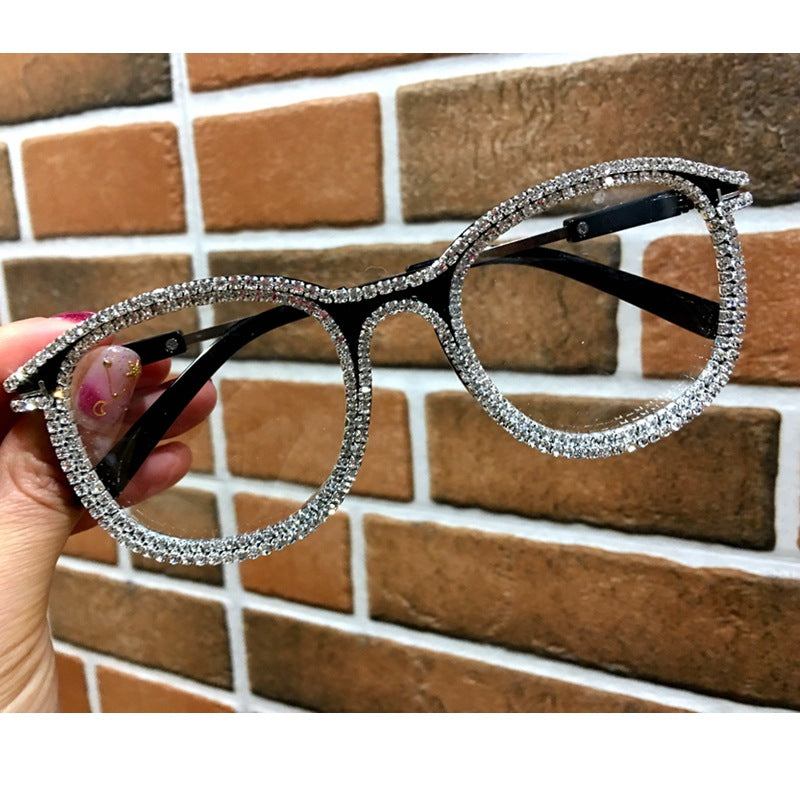 Trendy punk glasses diamond square retro