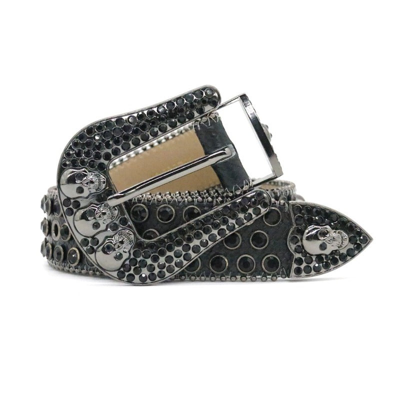 Hip-hop punk rhinestone belt skull punk dark style