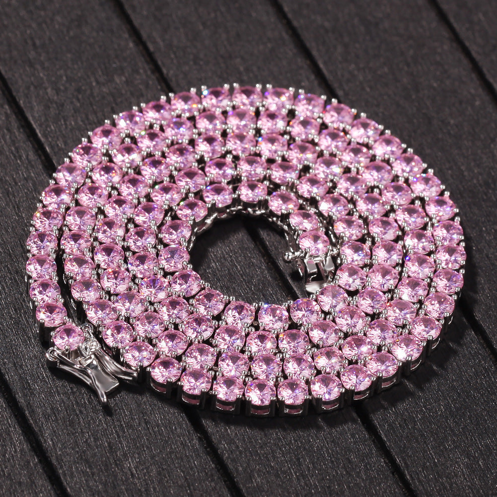 Jewelry Hip Hop Pink Zircon Anhe Pendant Copper Inlaid Zircon Crosses St. Valentine's Spectrum