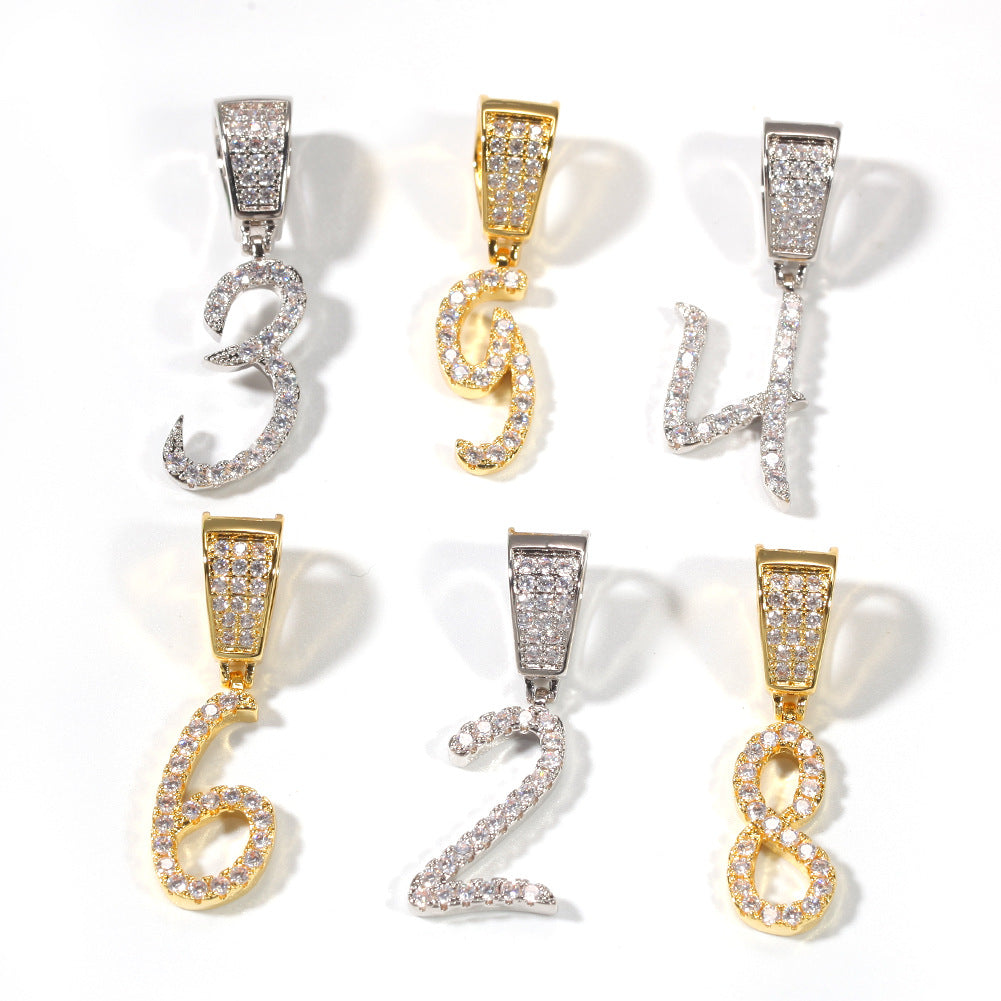 Jewelry Grass Numeral Alphabet Pendant Copper Inlaid Zircon Word Up Spectrum