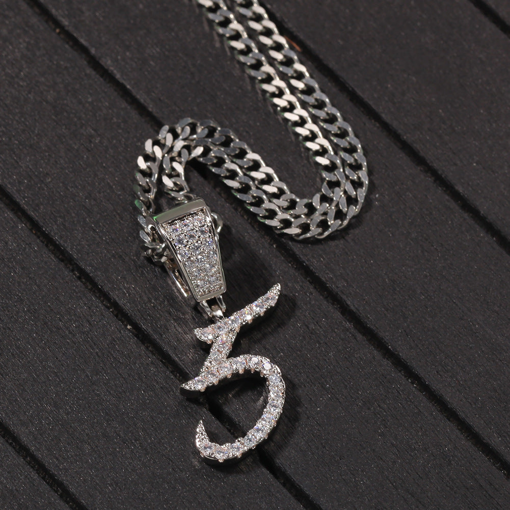 Jewelry Grass Numeral Alphabet Pendant Copper Inlaid Zircon Word Up Spectrum