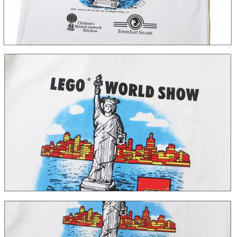Mens T-shirt Vintage LEGO Statue of Liberty Graphic Print