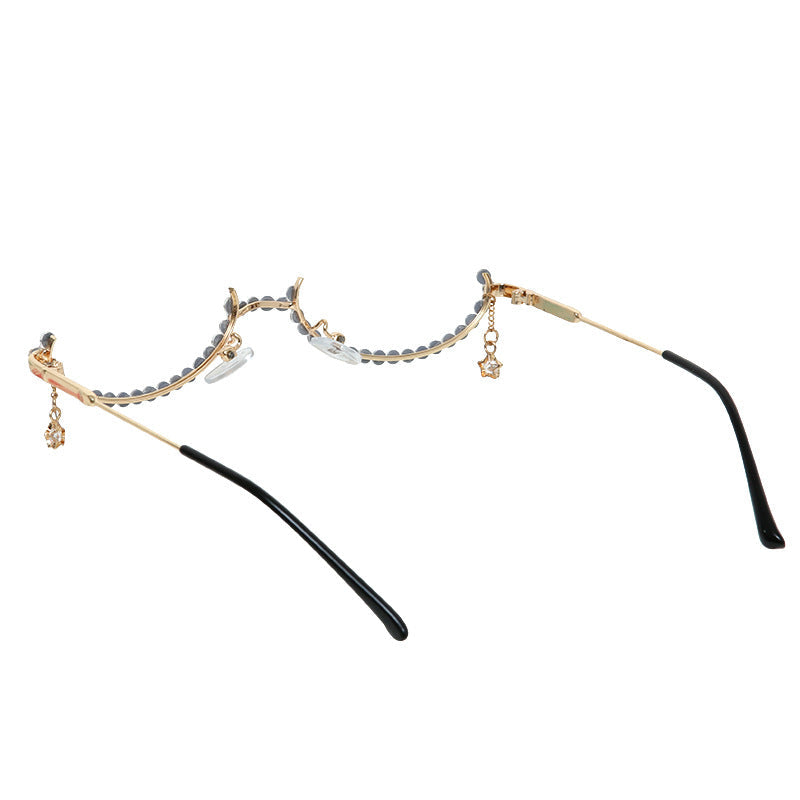 Trendy punk glasses pendant white diamond large frame