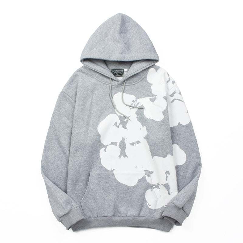 Denim Tears Hoodie Fleece Asymmetric Side Cotton Wreath Graphic Oversized Hooded