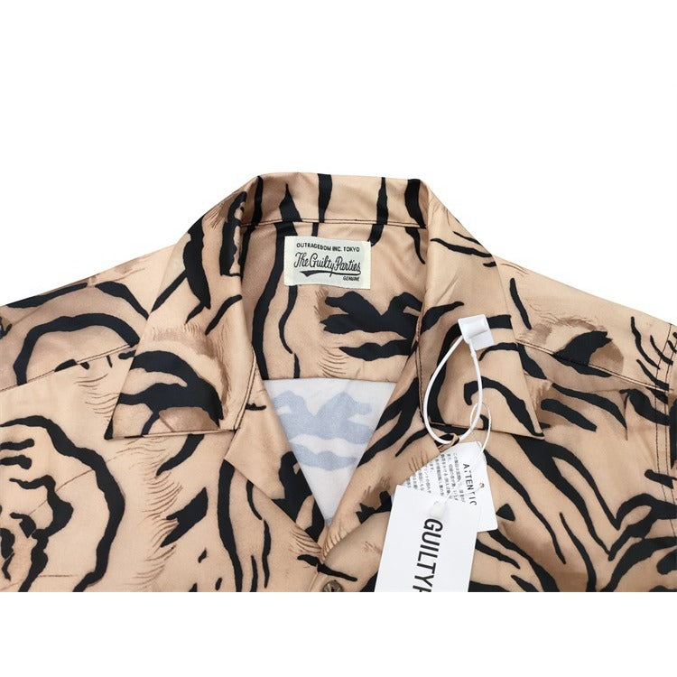 GUILTYPARTIES TIGER Shirts 21ss Tiger Tattoo Tattoo Print Hawaiian Short Sleeve Shirt Men