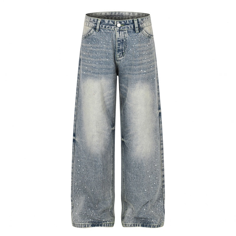 American-style streetwear harem pants Distressed Pale Wash Statement Outfit