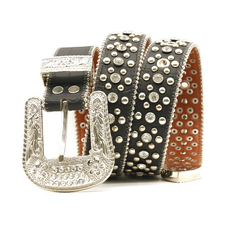 Hip-hop punk rhinestone belt men's punk style