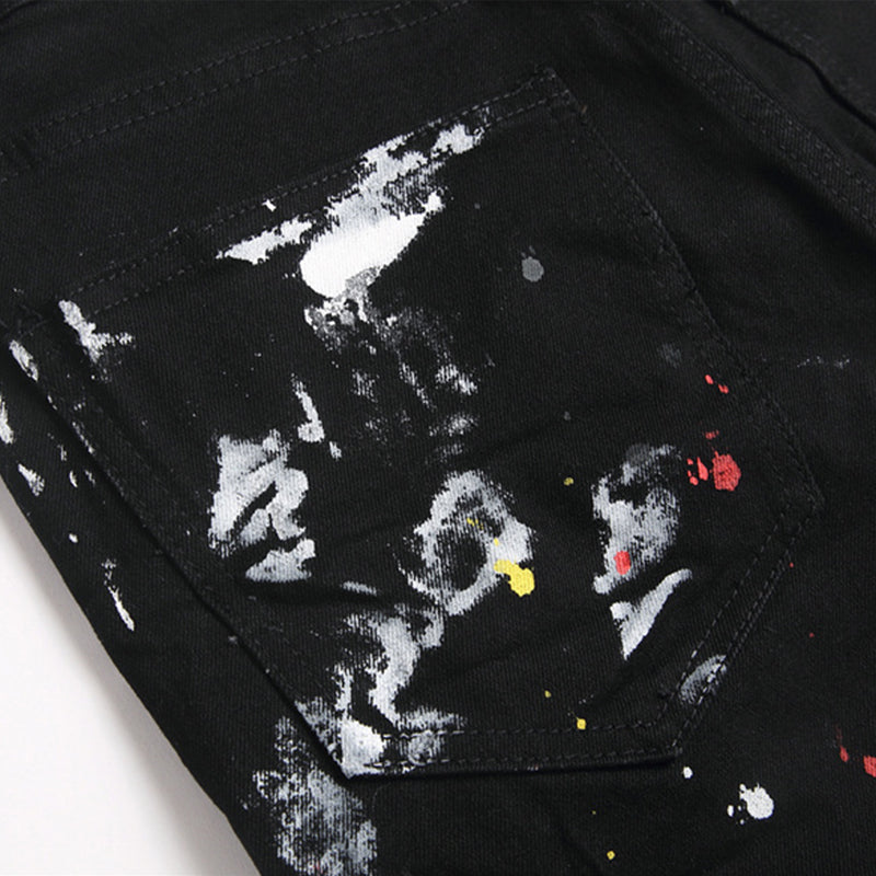 Mens Fashion Jeans White graffiti S8286# Pure cotton high quality