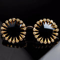 Trendy punk glasses round frame uv protection diamond