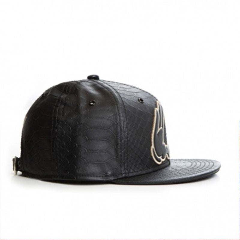Trendy flat brimmed snapback hatsleather shade