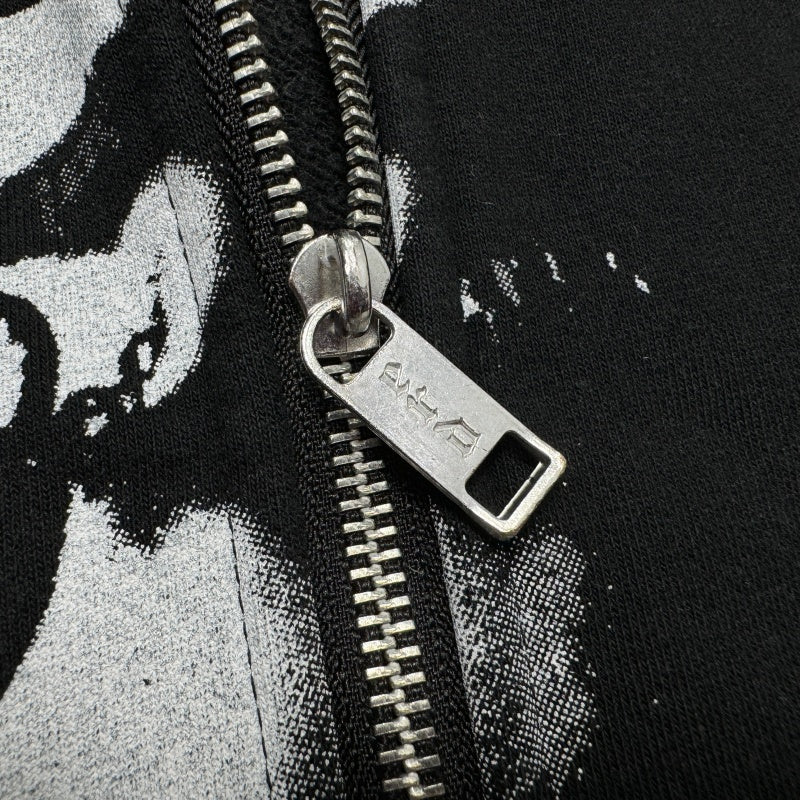 Unisex Vintage Hoodie ENFANTS RICHES DEPRIMES (ERD) â€?Oversized zip-up hoodie featuring Madonna illustrations, multiple patch prints, a washed/distressed finish, and a relaxed silhouette.