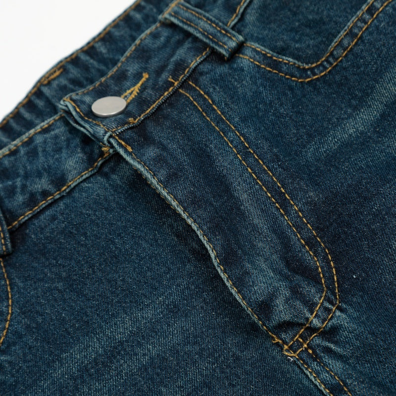 American-style streetwear harem pants Raw Fray Edges Whisker Fading Textured Weave