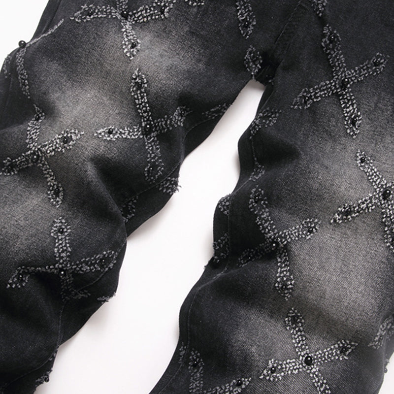Mens Fashion Jeans Chain embroidery S8261# Pure cotton high quality