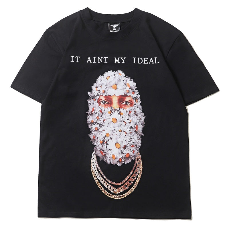 Mens T-shirt Vintage American-style Trendy brand *Stranger Things* chrysanthemum portrait print