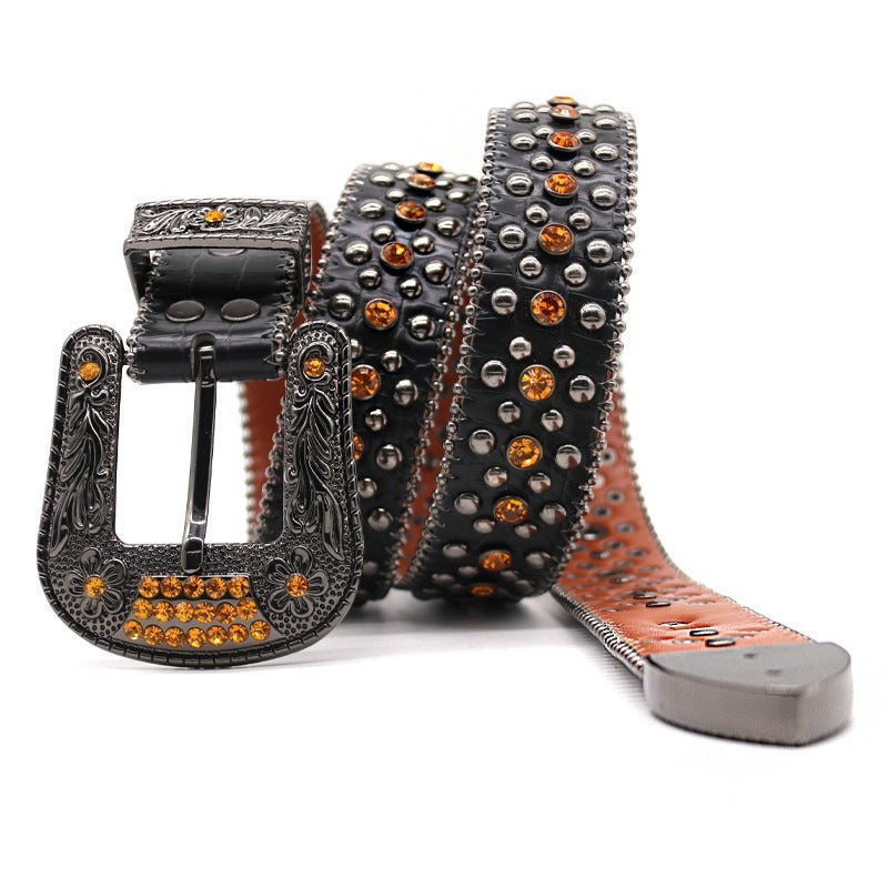 Hip-hop punk rhinestone belt punkloose