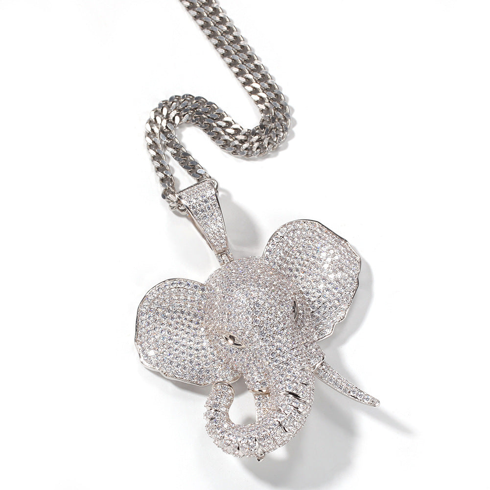 Jewelry European Zircon Three-dimensional Animal Elephant Pendant Necklace Animal Spectrum
