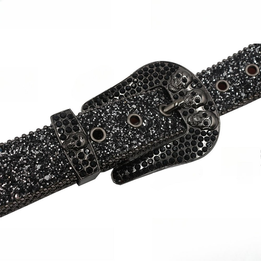 Hip-hop punk rhinestone belt skull dark style