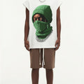 BIG FACE Drop-Shoulder Tank Top High-street vintage style featuring a small neckline, white-ink digital direct-to-garment (DTG) printing, and a heavy-duty, distressed wash finish; crafted from 260g double-yarn plain-knit fabric.