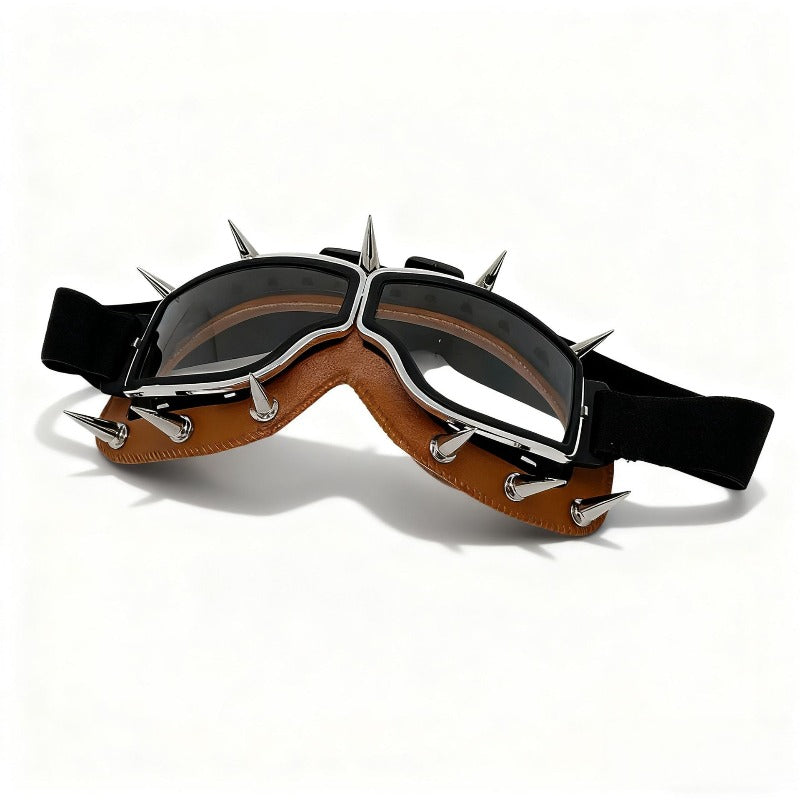 Trendy punk glasses retro leather binding