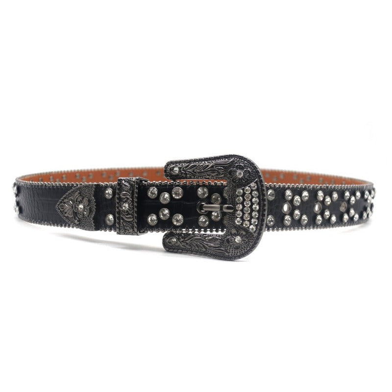 Hip-hop punk rhinestone belt dark style