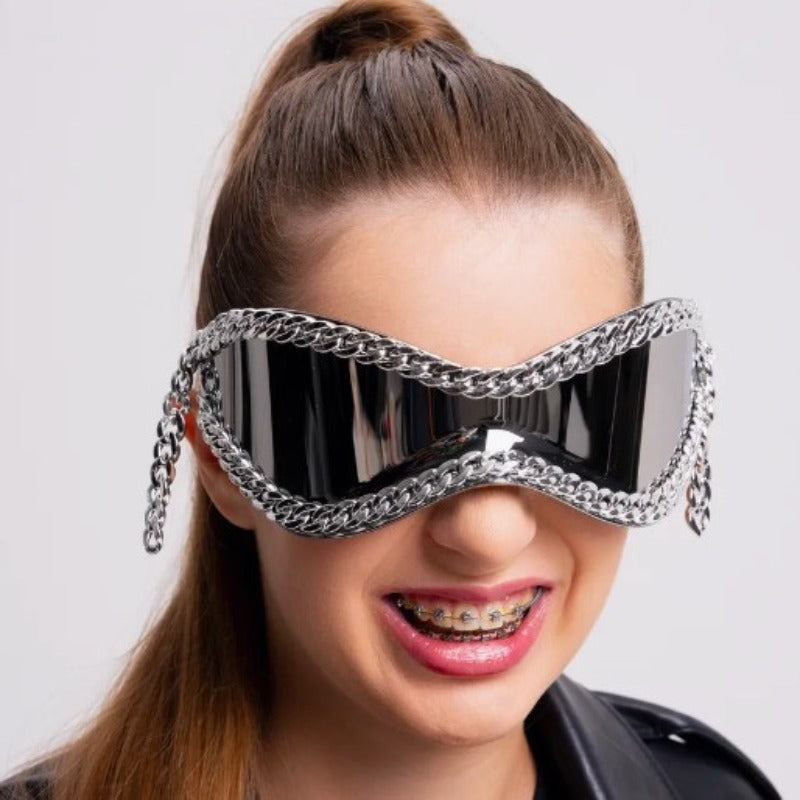 Trendy punk glasses y2kretro chain
