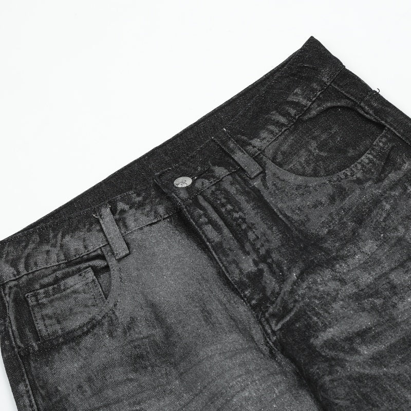 American-style streetwear harem pants High Waist Distressed Shadow Dye Bell Bottoms