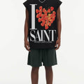 BIG FACE Drop-Shoulder Tank Top High-street vintage style featuring a small neckline, white-ink digital direct-to-garment (DTG) printing, and a heavy-duty, distressed wash finish; crafted from 260g double-yarn plain-knit fabric.