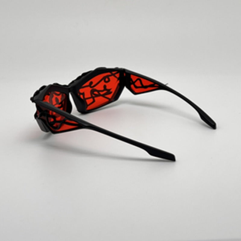 Trendy punk glasses y2k sunglasses steampunk fashiontrendystylish glasses handmade graffiti party sunglasses