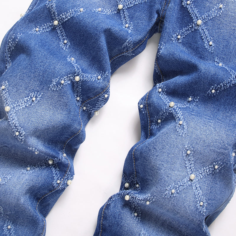 Mens Fashion Jeans Chain embroidery S8261# Pure cotton high quality