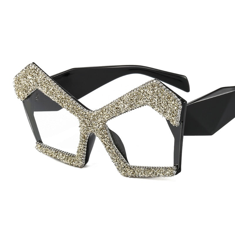 Trendy punk glasses anti blue light polygon