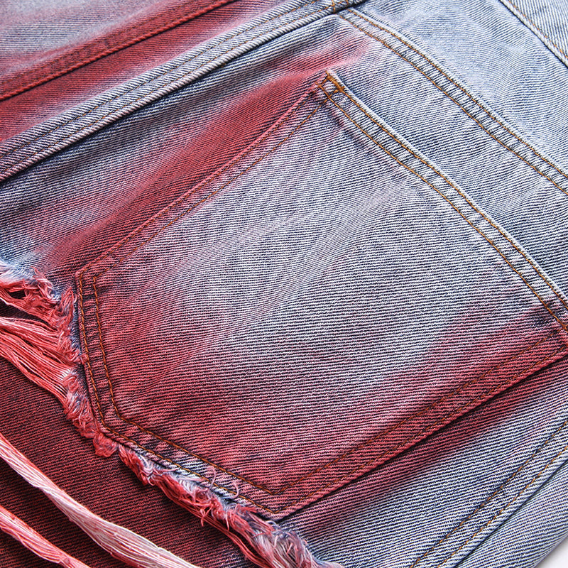 Mens Fashion Jeans Colorful Destructive Ribbons 5715# Pure cotton high quality